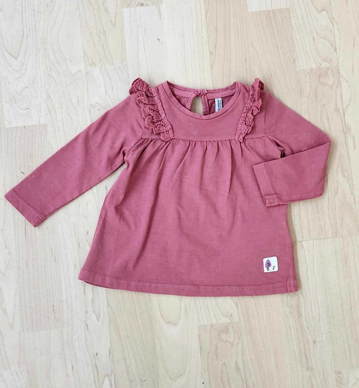 Dark Pink Ruffle Eyelet Top