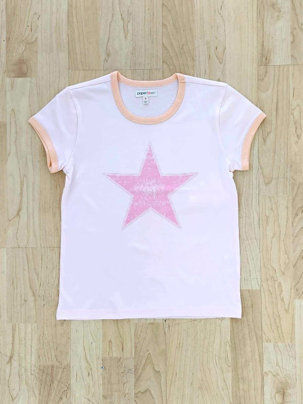 Distressed Star Ringer Tee