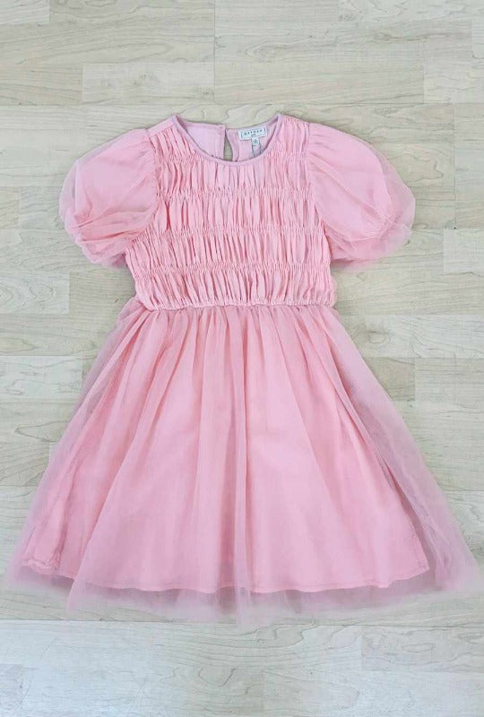 Pink Smocked Tulle Dress