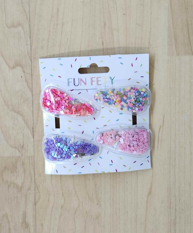 Confetti Filled Hair Clips - Set of 4