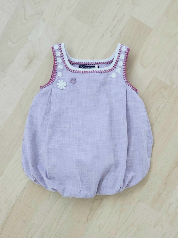 Lilac Embroidered Bubble and Bloomer Set