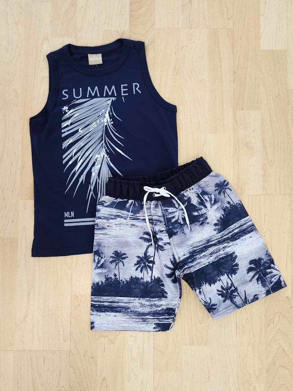 Palm Tank & Swim Short Set