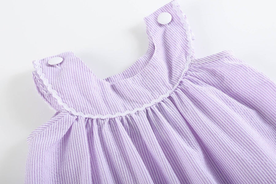 Light Purple Seersucker Yoke Dress