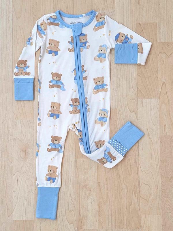 Teddy Bears Bamboo 2 Way Zipper Romper - Blue