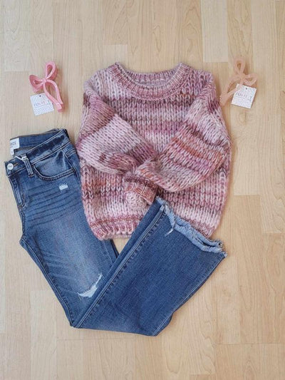 Girls Pink Crochet Sweater