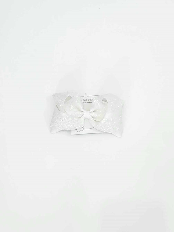 Glitter Overlay Bow - White