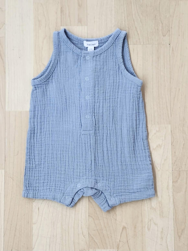 Sleeveless Shortie Romper - Solid Muslin - Dusty Blue