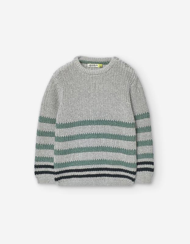 Grey & Green Striped Sweater