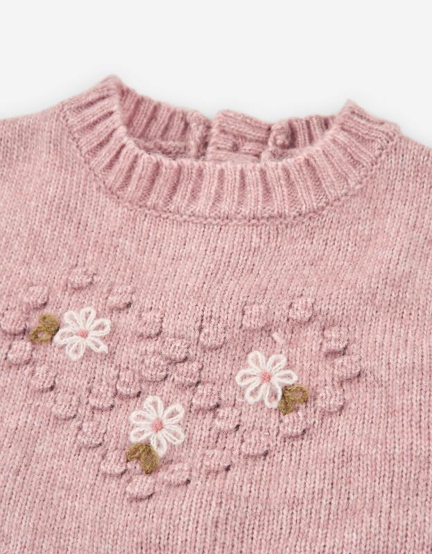 Knit Heart and Flower Sweater