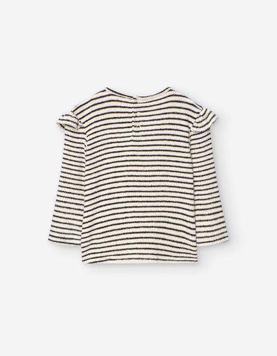 Black & White Striped Fleece Ruffle Top