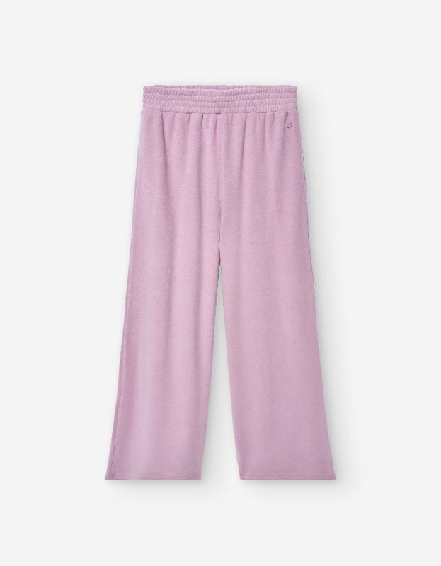 Purple Brushed Fleece Wide Leg Pants