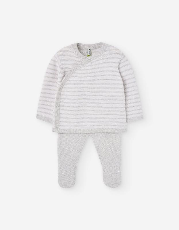 Grey & White Stripe Knitted Set