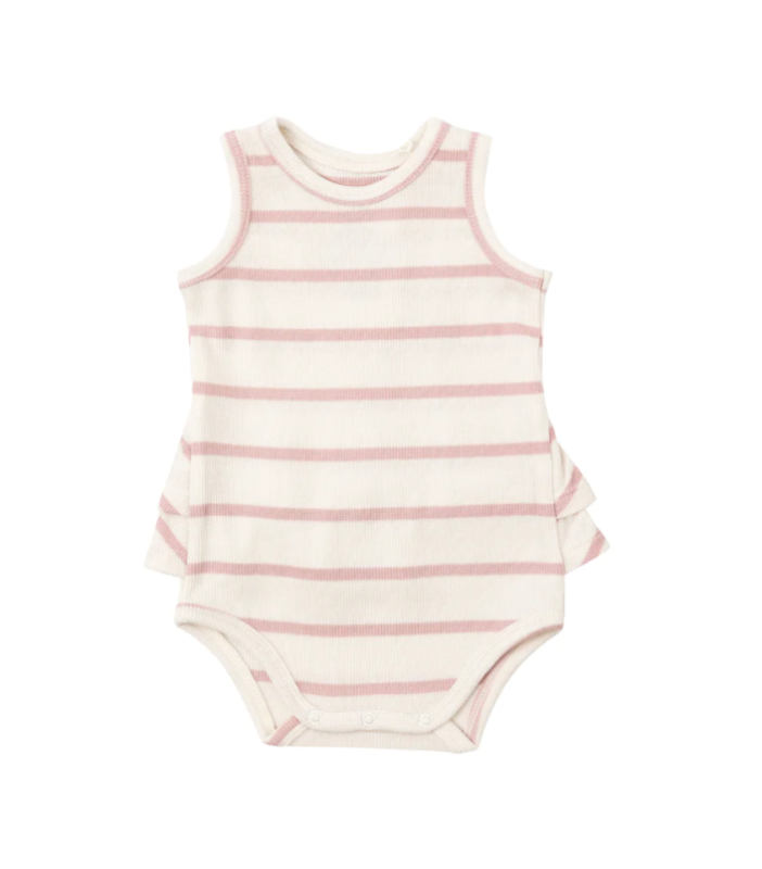 Ribbed Ruffle Striped Tank Onesie