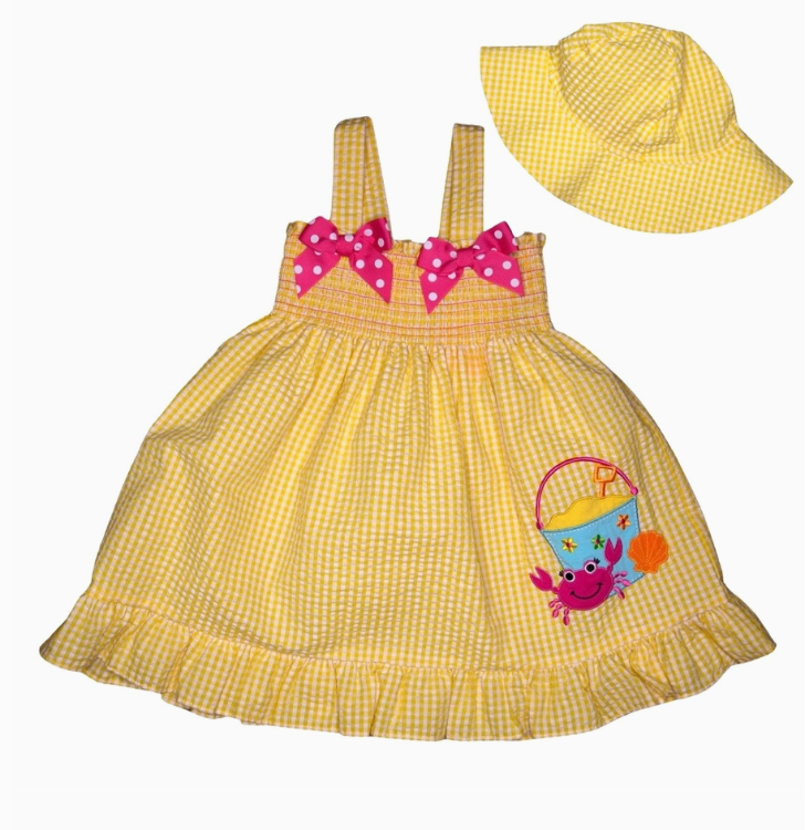 Smocked Beachy Sundress with Sunhat