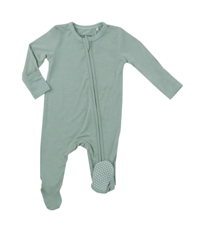 Bamboo 2-Way Zipper Footie - Frosty Green