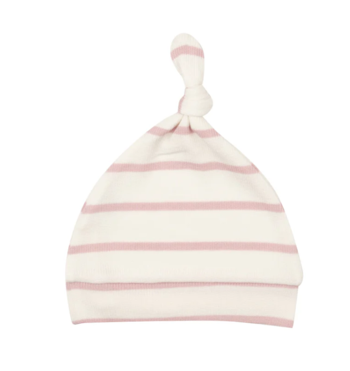 Pink Striped Ribbed Knotted Hat