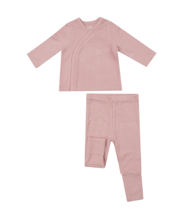 Take Me Home Ribbed Set - Silver Pink - Newborn