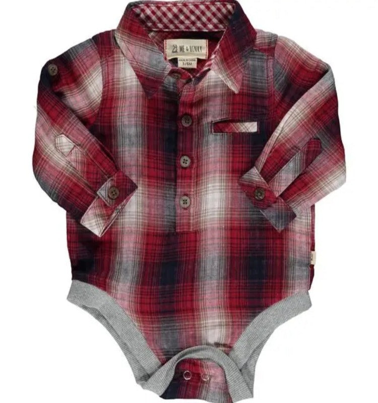 Red/Navy Plaid Woven Onesie