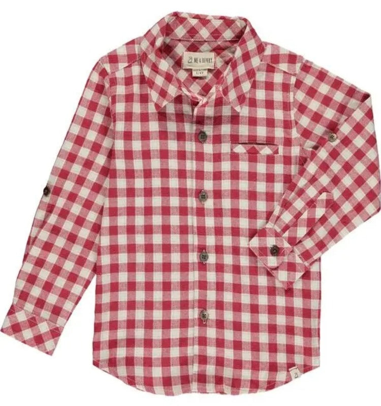 Red/White Plaid Woven Shirt