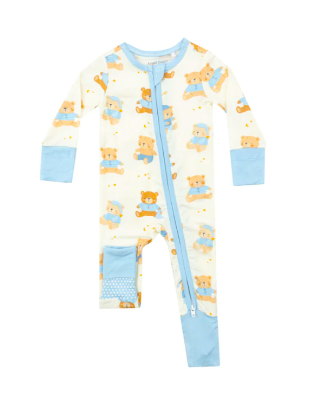 Teddy Bears Bamboo 2 Way Zipper Romper - Blue