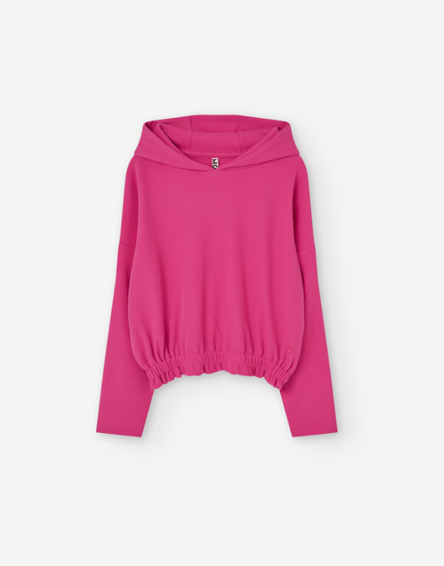 Tween Hot Pink Ribbed Hoodie