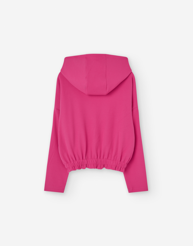 Tween Hot Pink Ribbed Hoodie