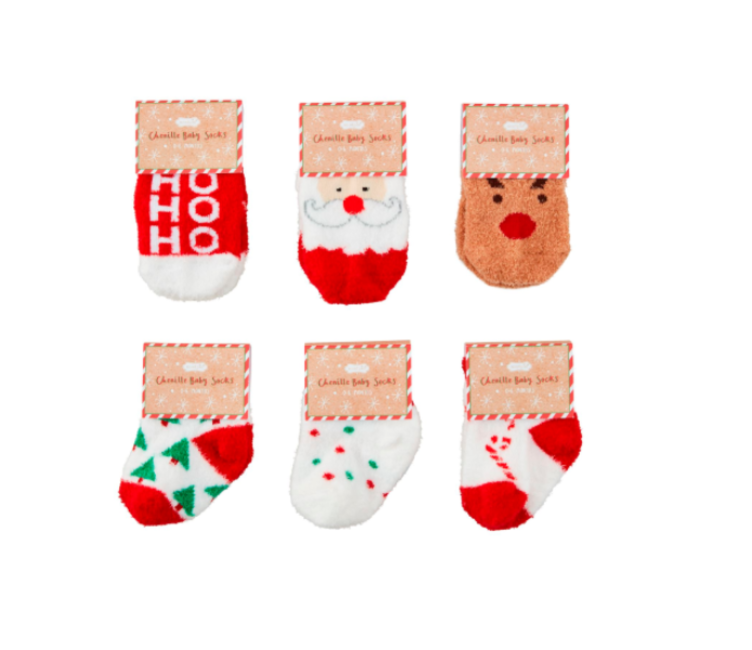 Infant Christmas Chenille Socks