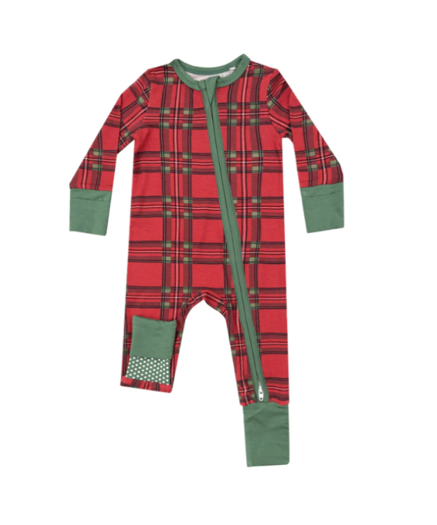 Bamboo 2 Way Zipper Romper - Vintage Plaid