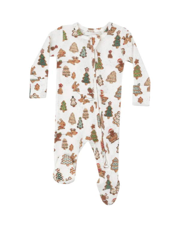 Waffle Knit Gingerbread Sleigh Ride Footie