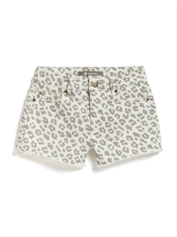 Brittany Leopard Fray Hem Shorts