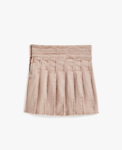 Pink Denim Pleated Skirt