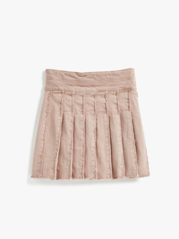 Pink Denim Pleated Skirt