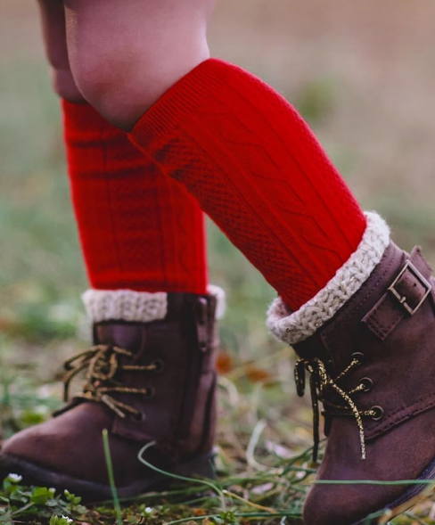 Jefferies Socks Fashion Cable Knee High Socks 1 Pair- Red