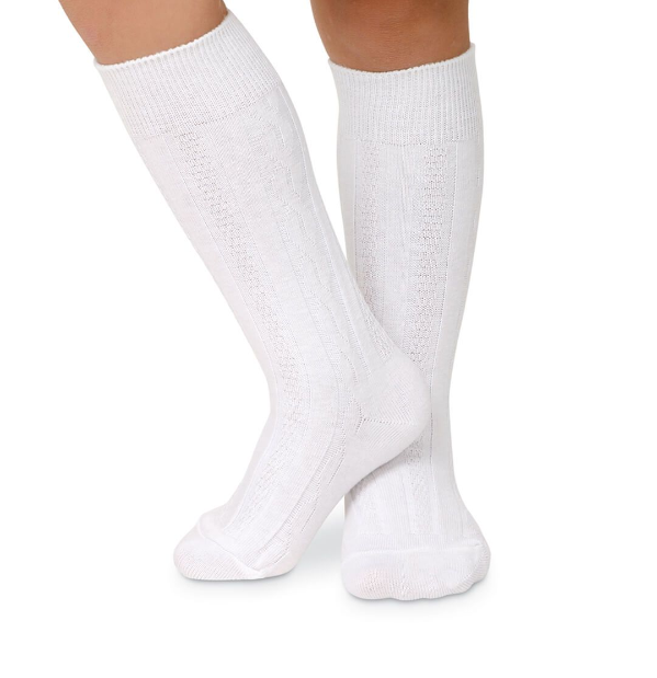 Jefferies Socks Classic Cable Knee High Socks 1 Pair- White