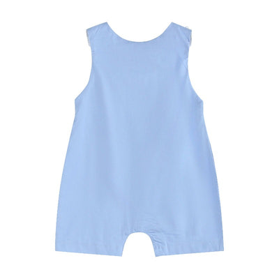 Periwinkle Blue Crosses Smocked Shortalls