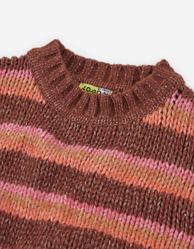 Girls Brown/Pink Stripe Sweater