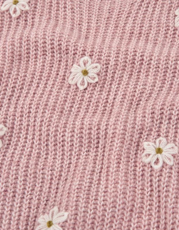 Pink Flower Knit Sweater