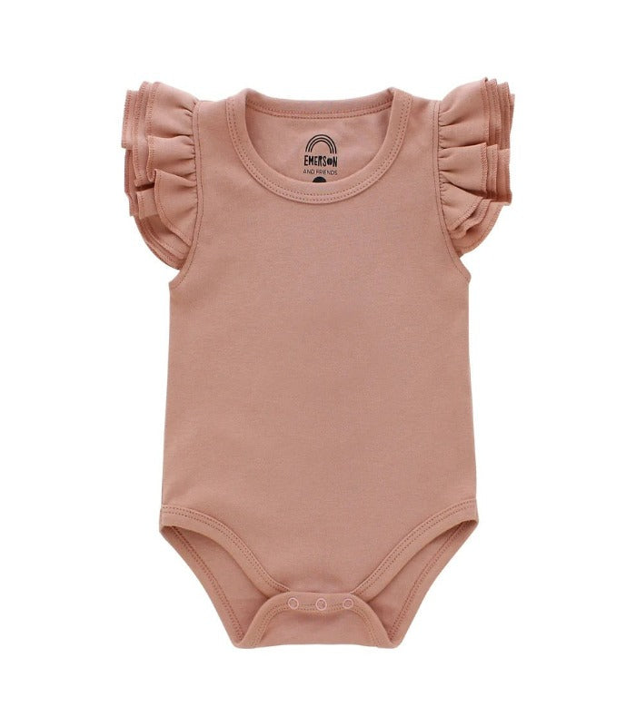 Dusty Rose Flutter Sleeve Onesie