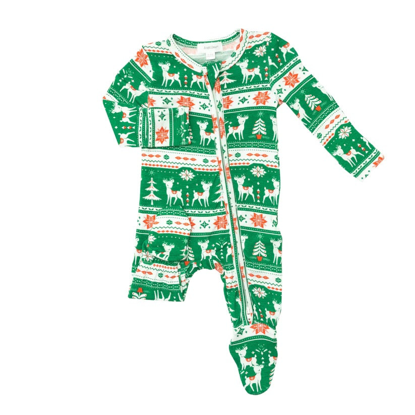 Fair Isle Bamboo 2-Way Zipper Footie