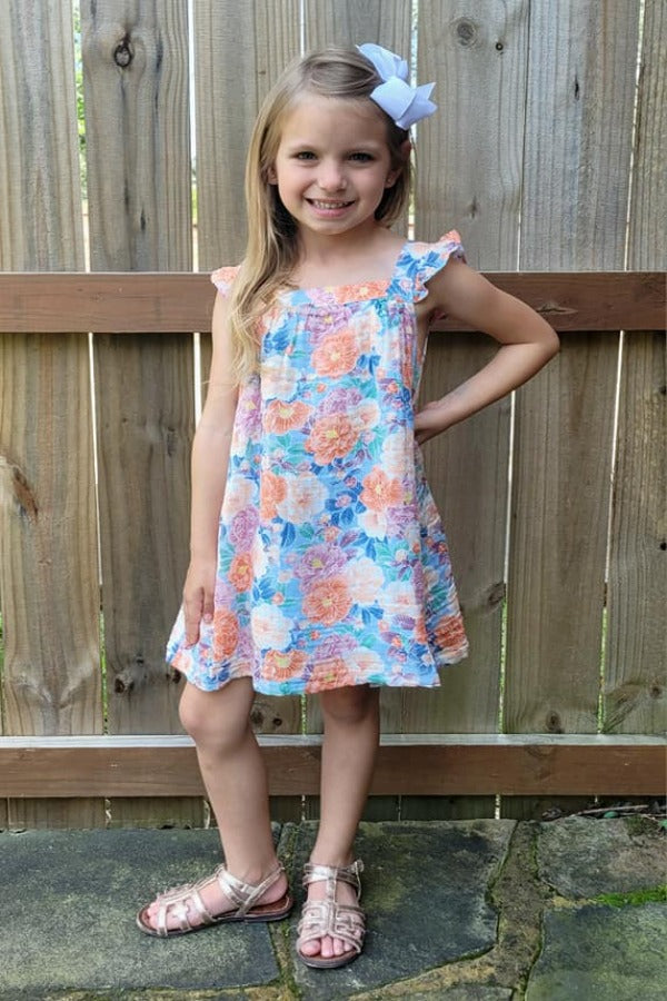 Multi Color Floral Muslin Dress