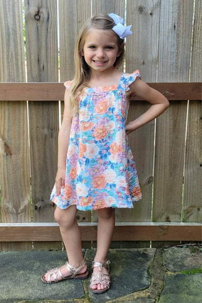 Multi Color Floral Muslin Dress